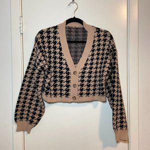 houndstooth cropped cardigan and top set
